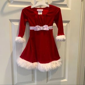 4/$20 Bonnie Baby Red and White Faux Fur Trimmed Dress- 24 Months
